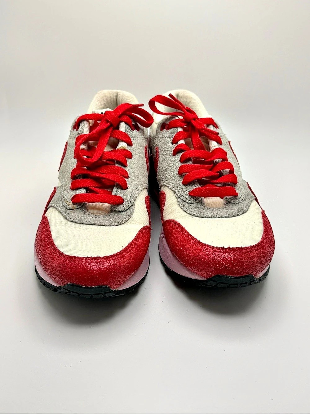 Nike Air Max 1 Chili 2.0 Color Block Sneakers Red & Gray - Picture 3 of 6